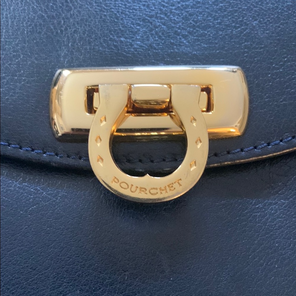 Vintage Pourchet Paris Navy Bag with Structured Design Made in France ๐ซ๐ท - Picture 2 of 15